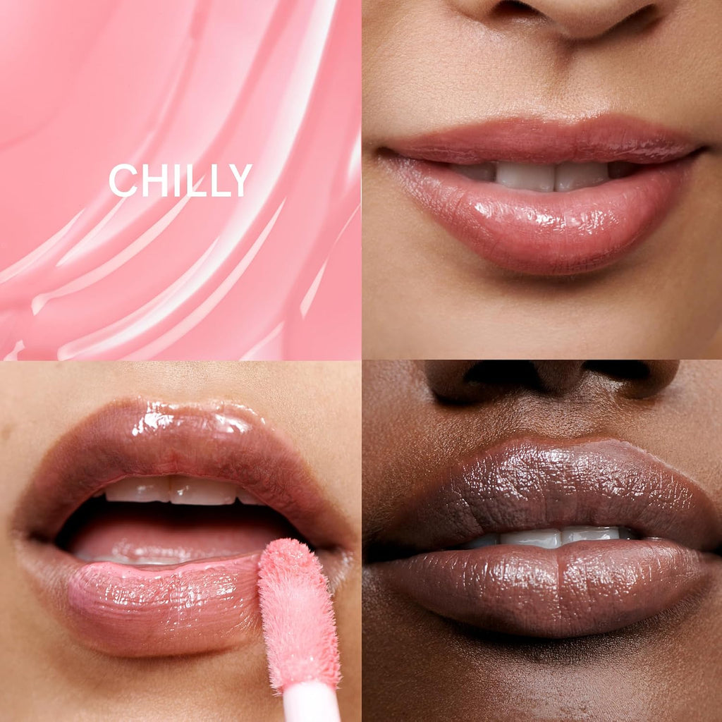 Glossier Lip Glaze Cooling Lip Oil, Chilly Cool Baby Pink