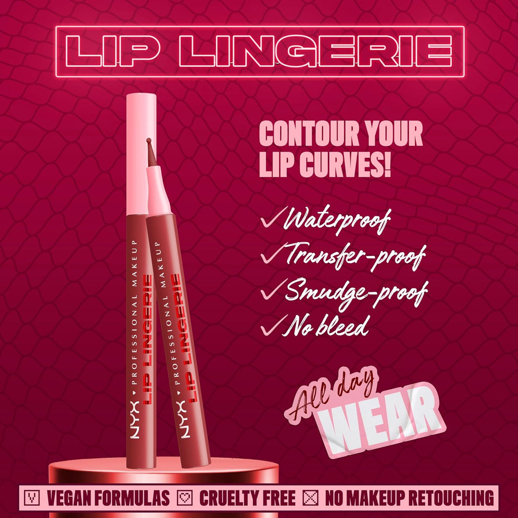 NYX PROFESSIONAL MAKEUP Lip Lingerie Liner Stain, Seamless Make Up with All-Day Color, Waterproof Lip Stain Finish - Up All Night (Black Cherry)