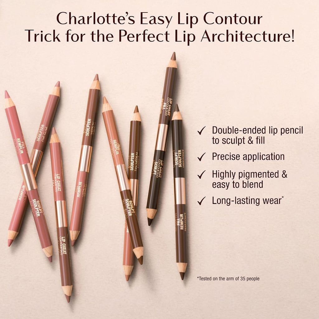 Charlotte Tilbury Lip Cheat Contour Duo - Dual-Sided Lip Liner Pencil to Sculpt & Fill for an Easy Contour Effect - Helps Prevent Lipstick Feathering