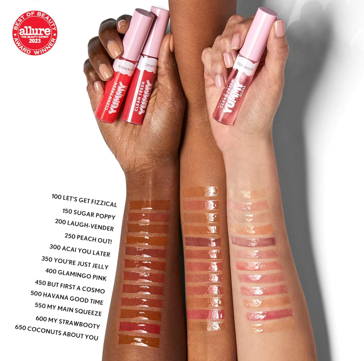 COVERGIRL Clean Fresh Yummy Lip Gloss, Sheer, Natural Scents, Vegan Formula - 100 Let's Get Fizzical, 0.33 fl oz