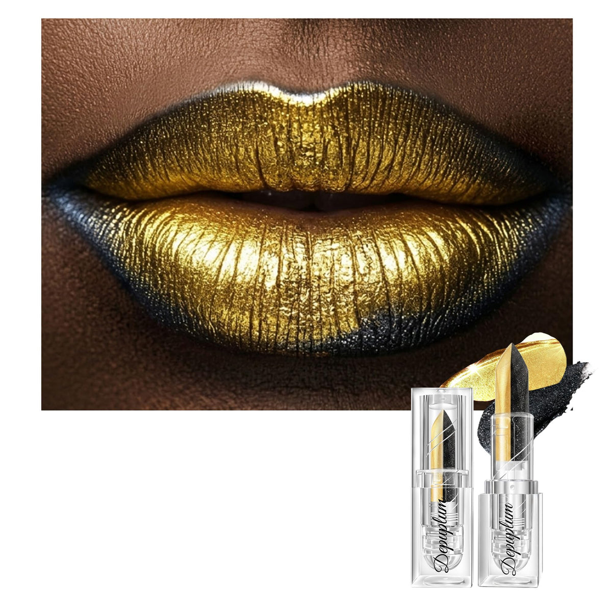 Depuplum Black Lipstick Glitter Red Lipstick Ombre Lips Dual Tone