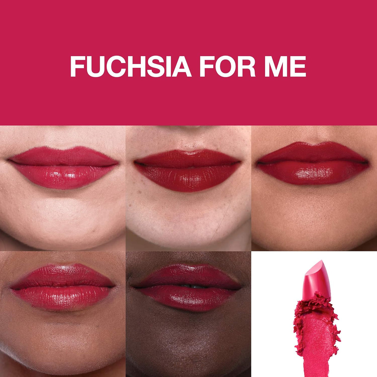 Maybelline Color Sensational Made for All Lipstick, Crisp Lip Color & Hydrating Formula, Fuchsia For Me, Bright Pinky Red, 1 Count