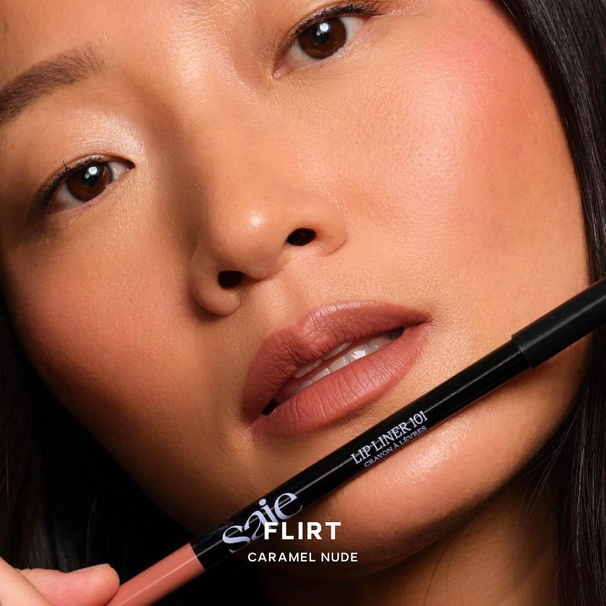 Saie Lip Liner 101 - Lip Pencil Made with a Creamy, Soft Matte Formula for a Naturally Framed or Fully Filled Look - Supercharged with Shea Butter & Jojoba Oil - Flirt (.05 oz)