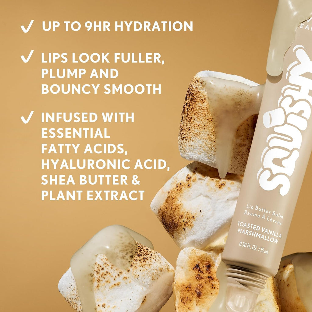 COVERGIRL Clean Fresh Squishy Glaze™ Lip Butter Balm, Flavored, Non-Sticky, with Vitamin E & Shea Butter – 140 Toasted Vanilla (Sheer Beige)