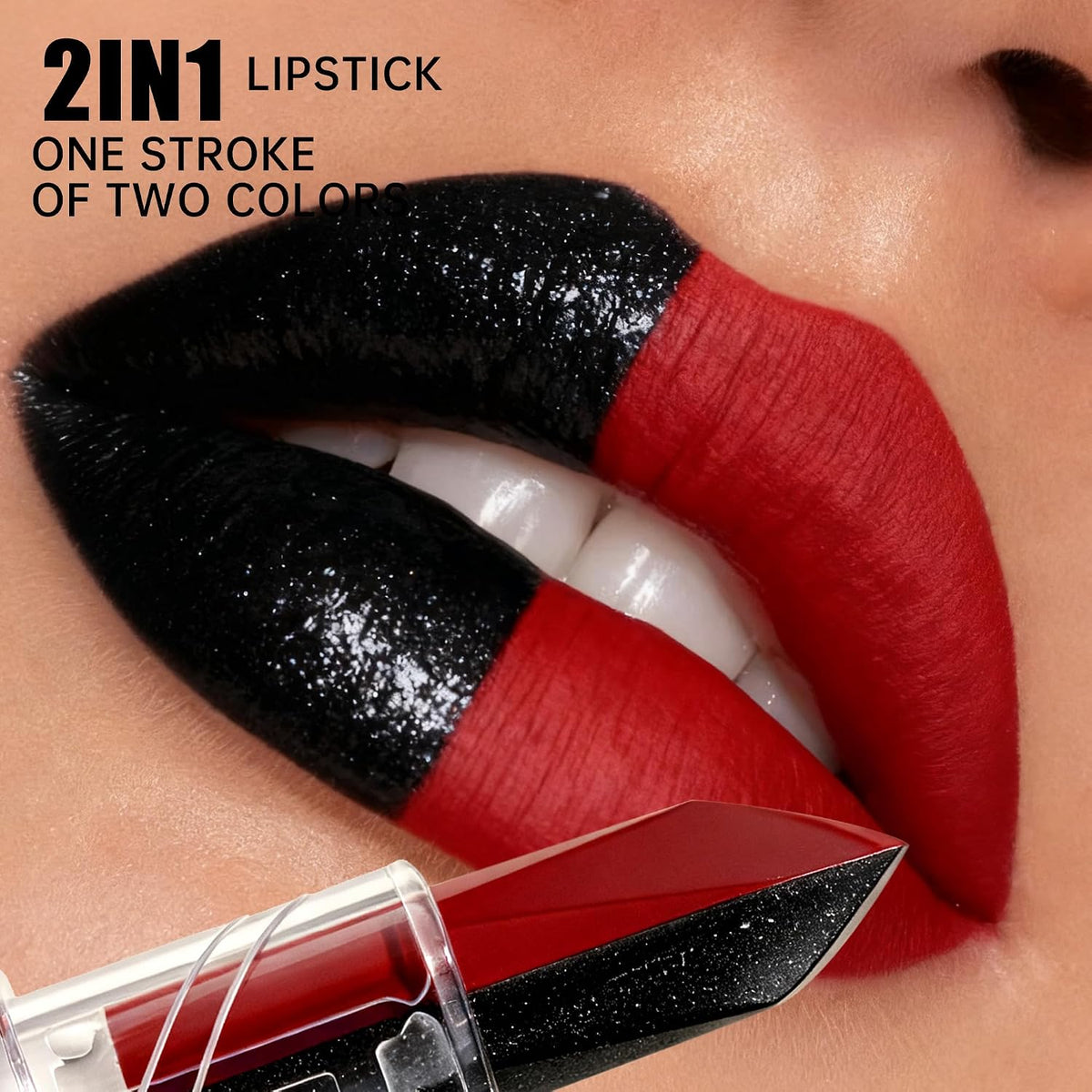 Depuplum Black Lipstick Glitter Red Lipstick Ombre Lips Dual Tone