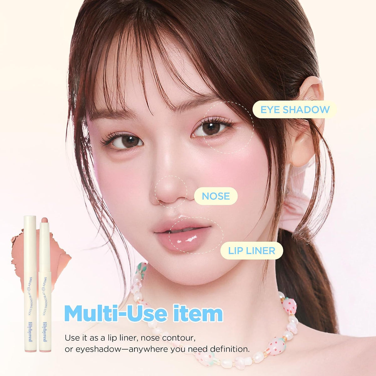 lilybyred Smiley Lip Blending Stick | Korean 3-in-1 Lip Liner, Natural Lip Contour & Definition, Velvety Matte Finish, Soft Blur Effect, Smooth Glide, Easy to Blend, 0.028 oz (03 Be Happy with me)