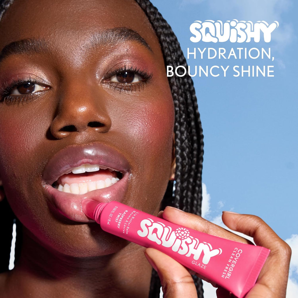COVERGIRL Clean Fresh Squishy Glaze™ Lip Butter Balm, Flavored, Non-Sticky, with Vitamin E & Shea Butter – 140 Toasted Vanilla (Sheer Beige)